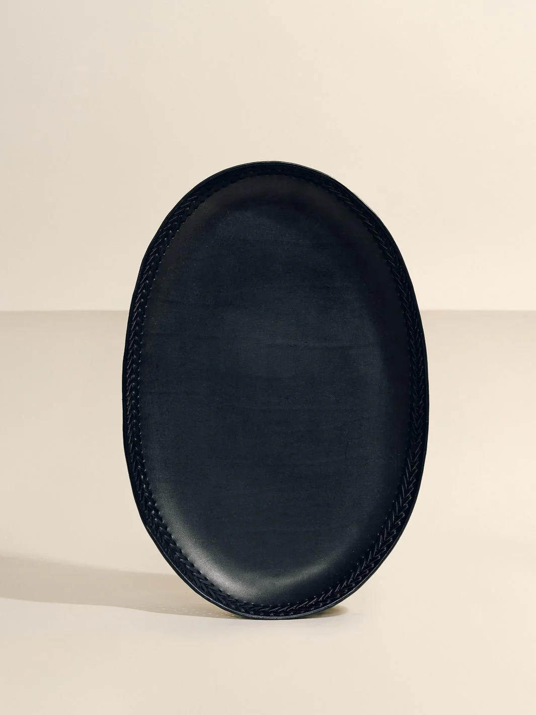 The Oval Tray in Leather Lace Trim - Image 4