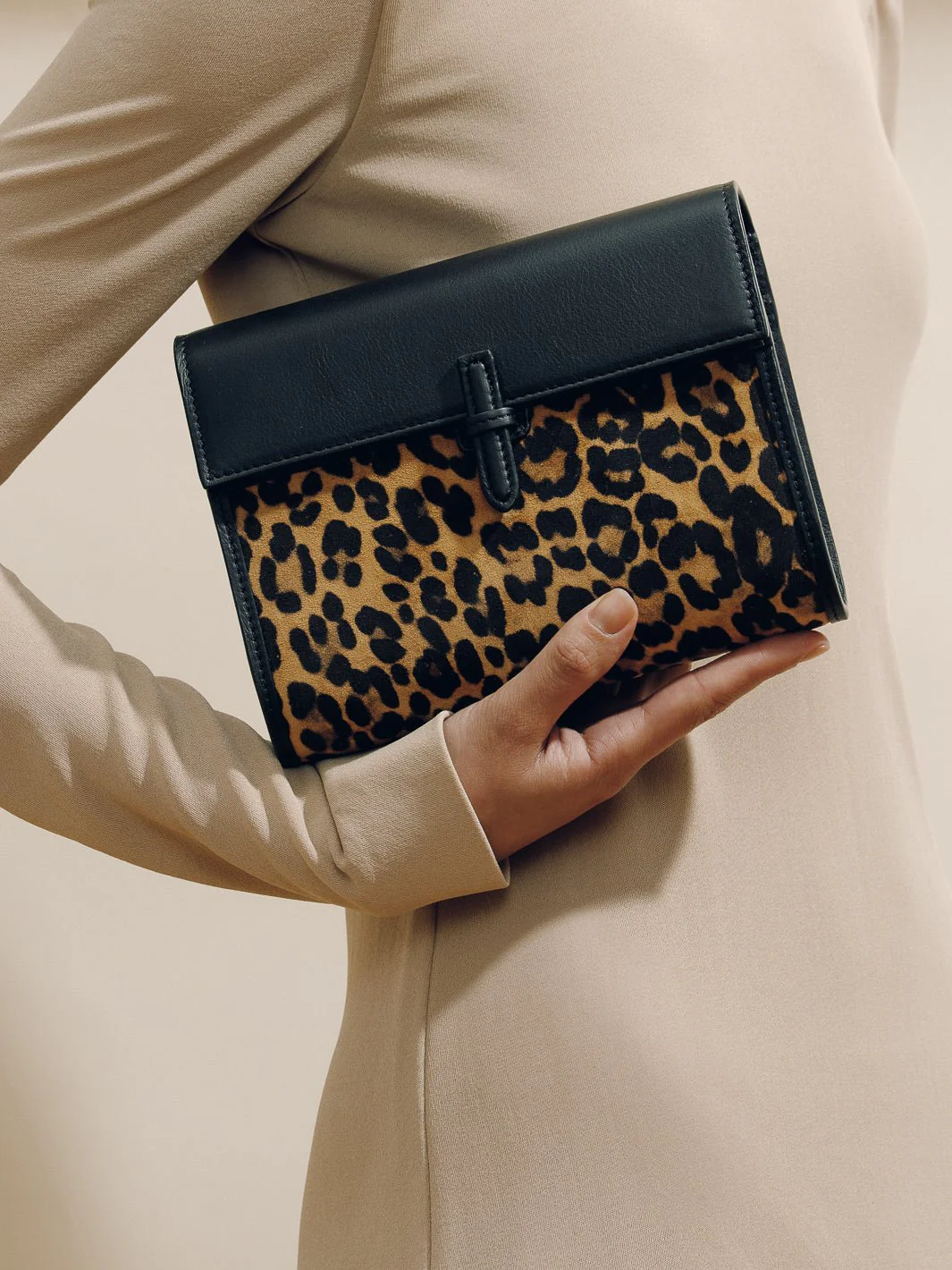 The Small Soft Clutch in Leopard Suede - Image 4