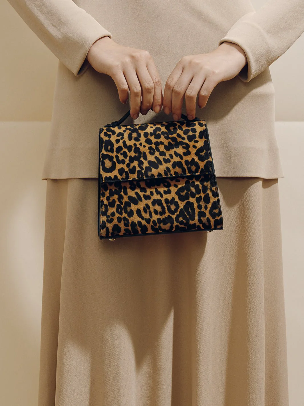 The Small Top Handle in Leopard Suede - Image 4