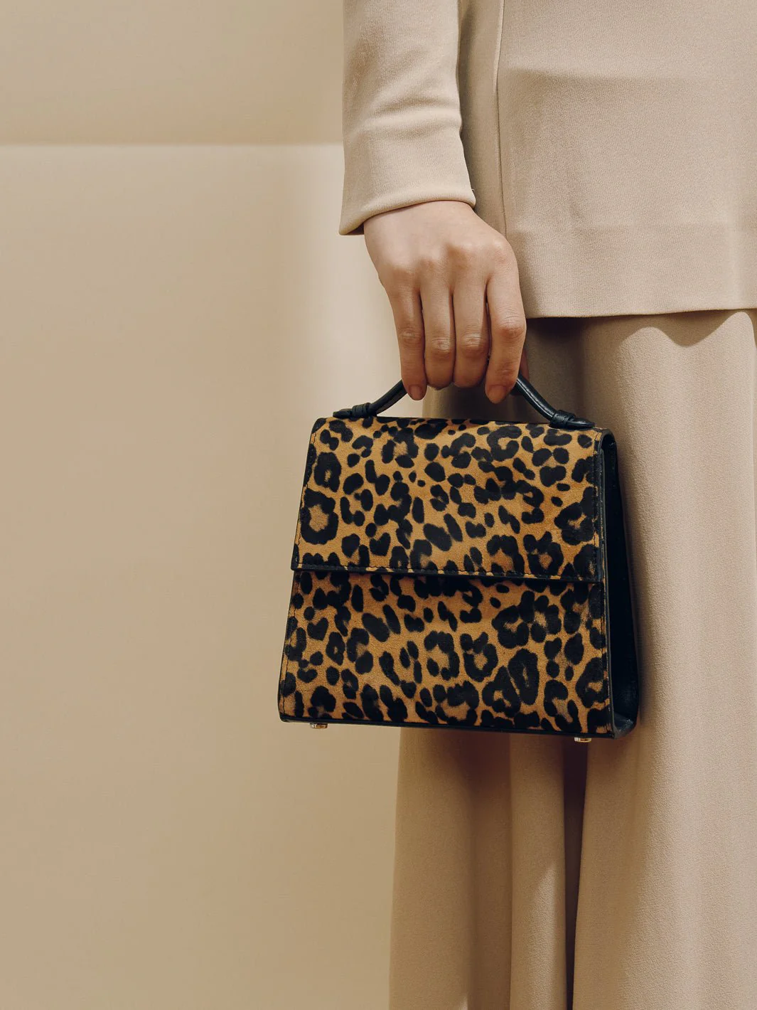 The Small Top Handle in Leopard Suede - Image 5